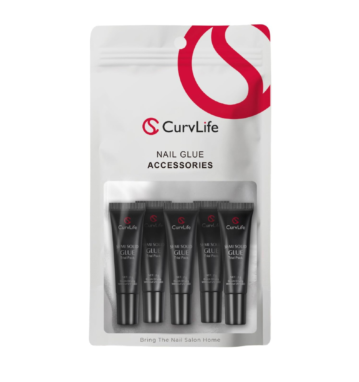 CurvLife Nail Tips Semi Solid Nail Glue 2g (5pcs) – Super Strong, Soft Glue Gel