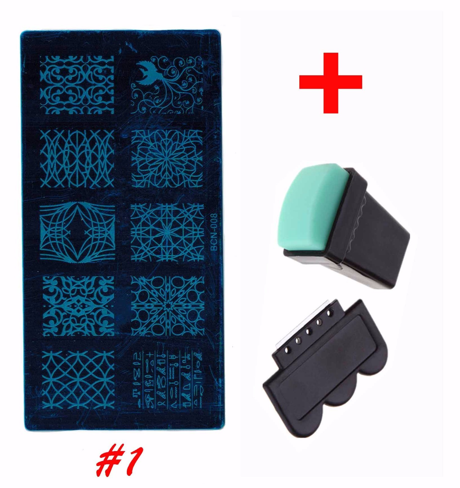 1-7 Set Manicure Nail Kit Art Stamping Print Plate Template Stamper + Scraper