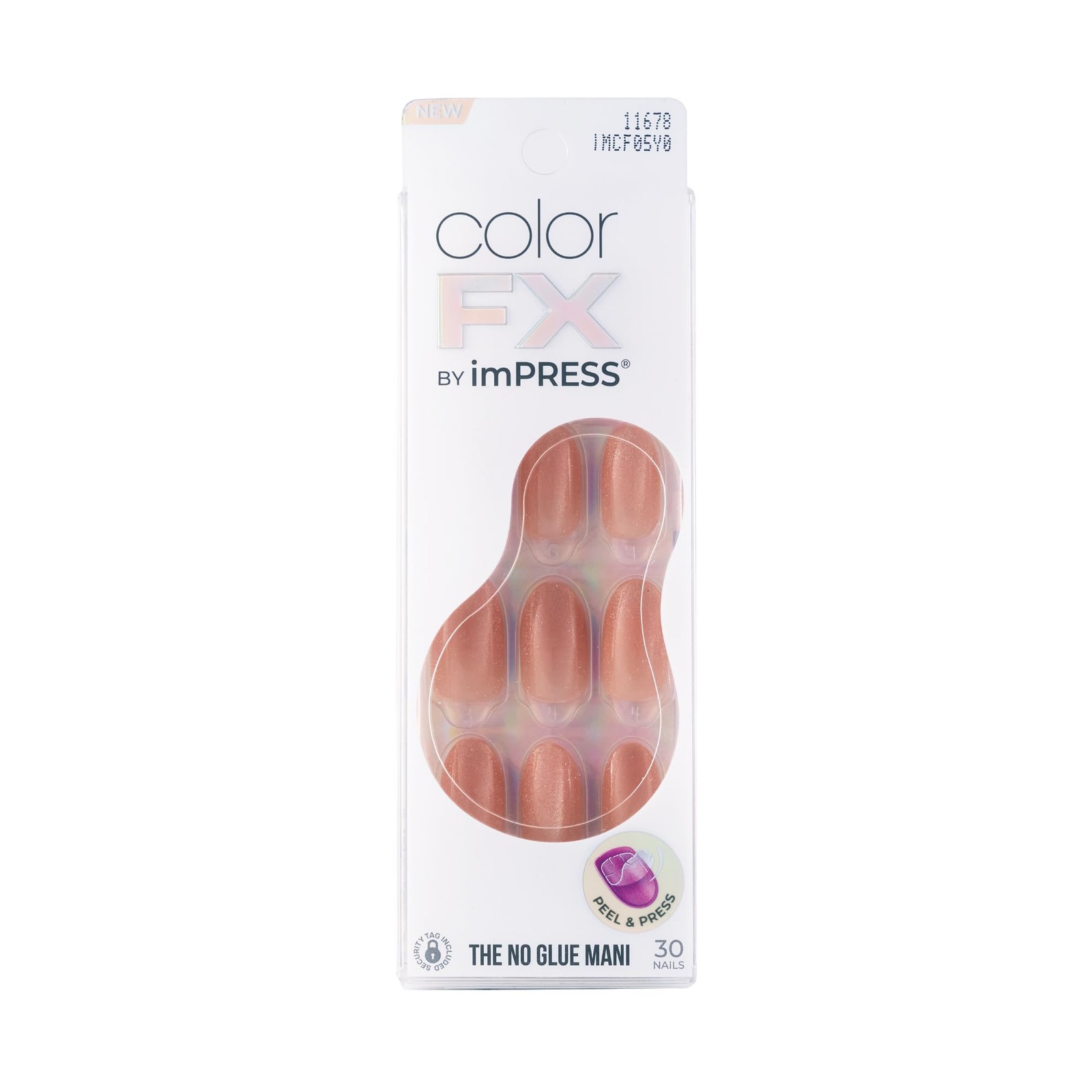 Impress Color FX No Glue Mani 30 Pcs Press on Nails, Medium False Nails, Meta…