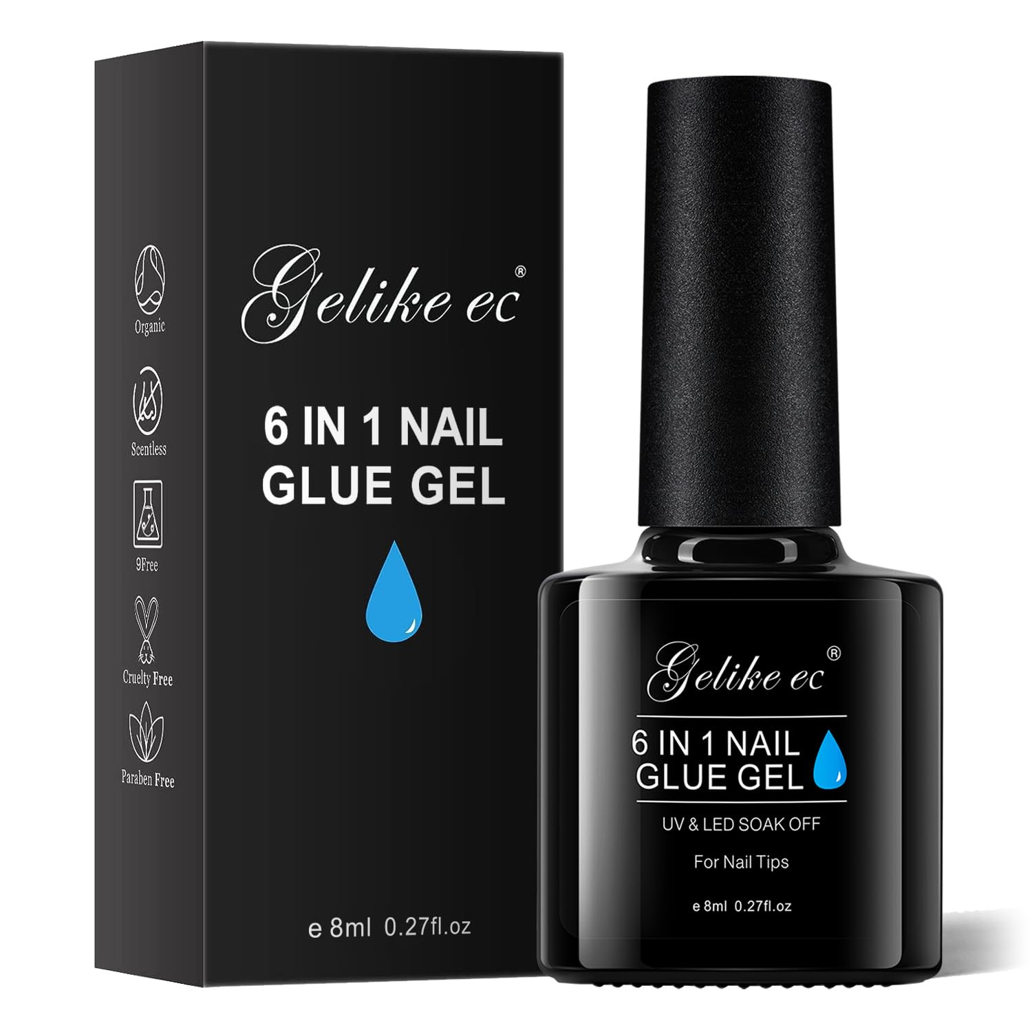 Gel Nail Glue for Press Ons: 6 in 1 Strong UV Nail Glue for Nail Tips and Acryli