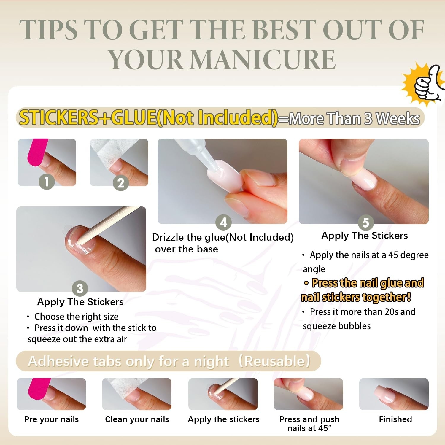 Ombre Pink Press on Nails Long Square Shaped Gradient French Fake Nails Press On