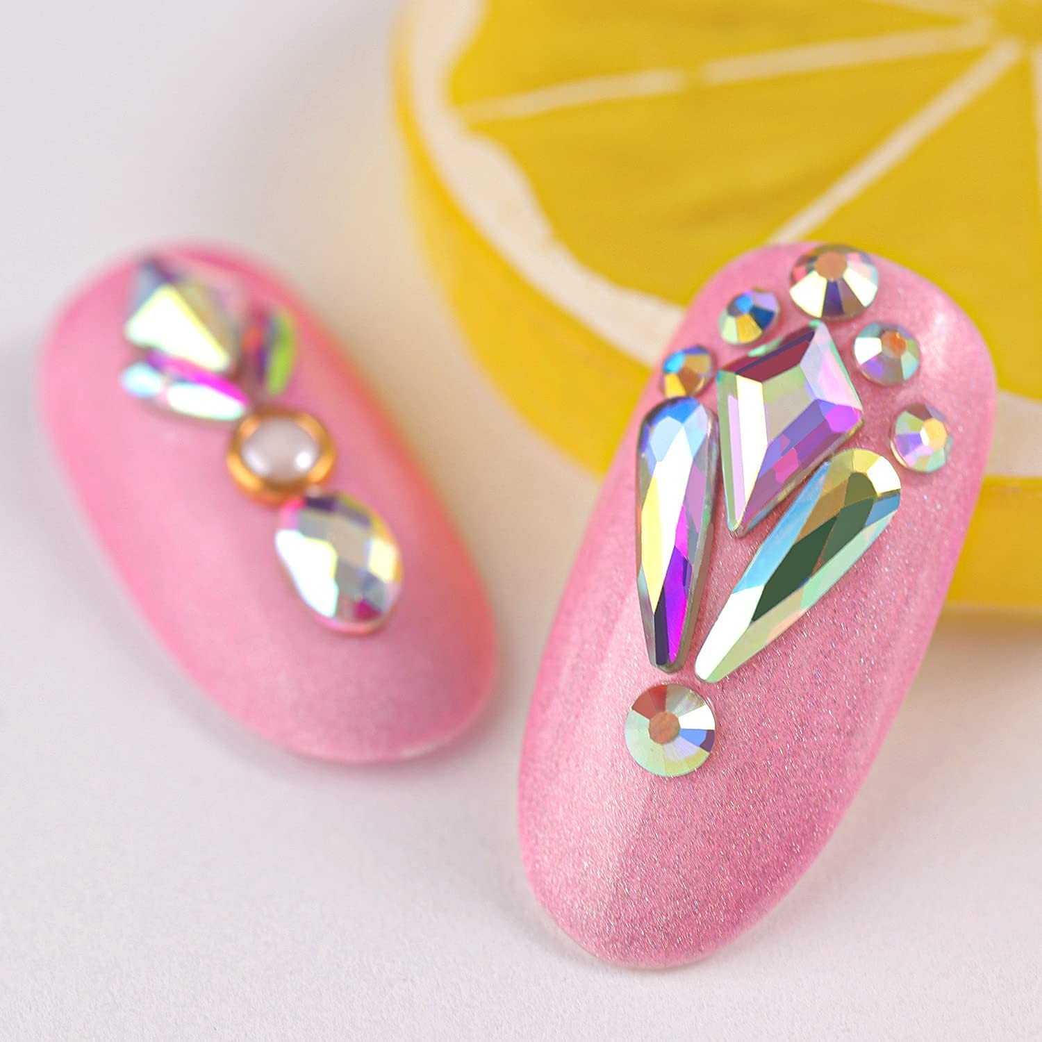 Multi Shapes 3D Glass AB Crystal Nail Art Rhinestones Kit with Flatback Round…