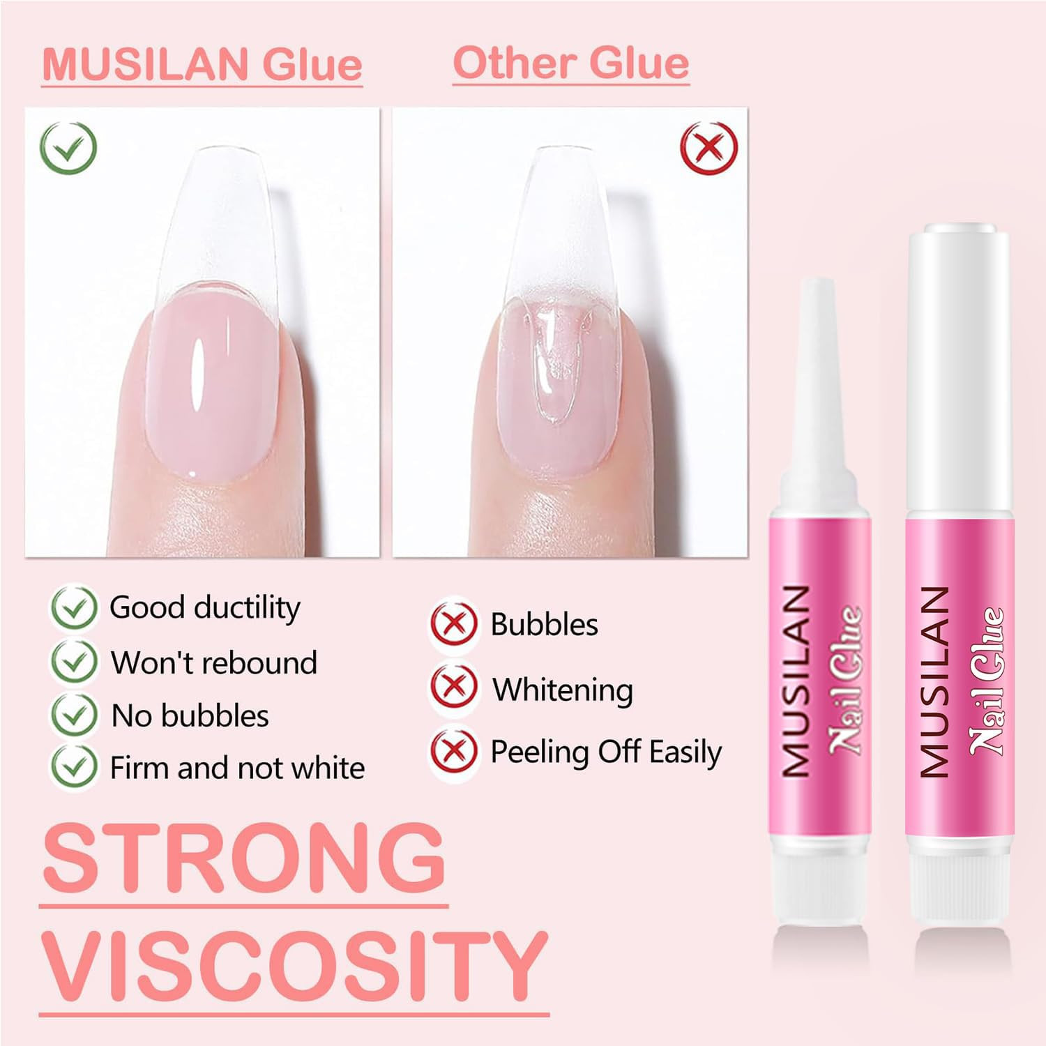 Nail Glue,Super Strong & Long-Lasting & Ultra Quick 40PCS Nail Glue for Acrylic