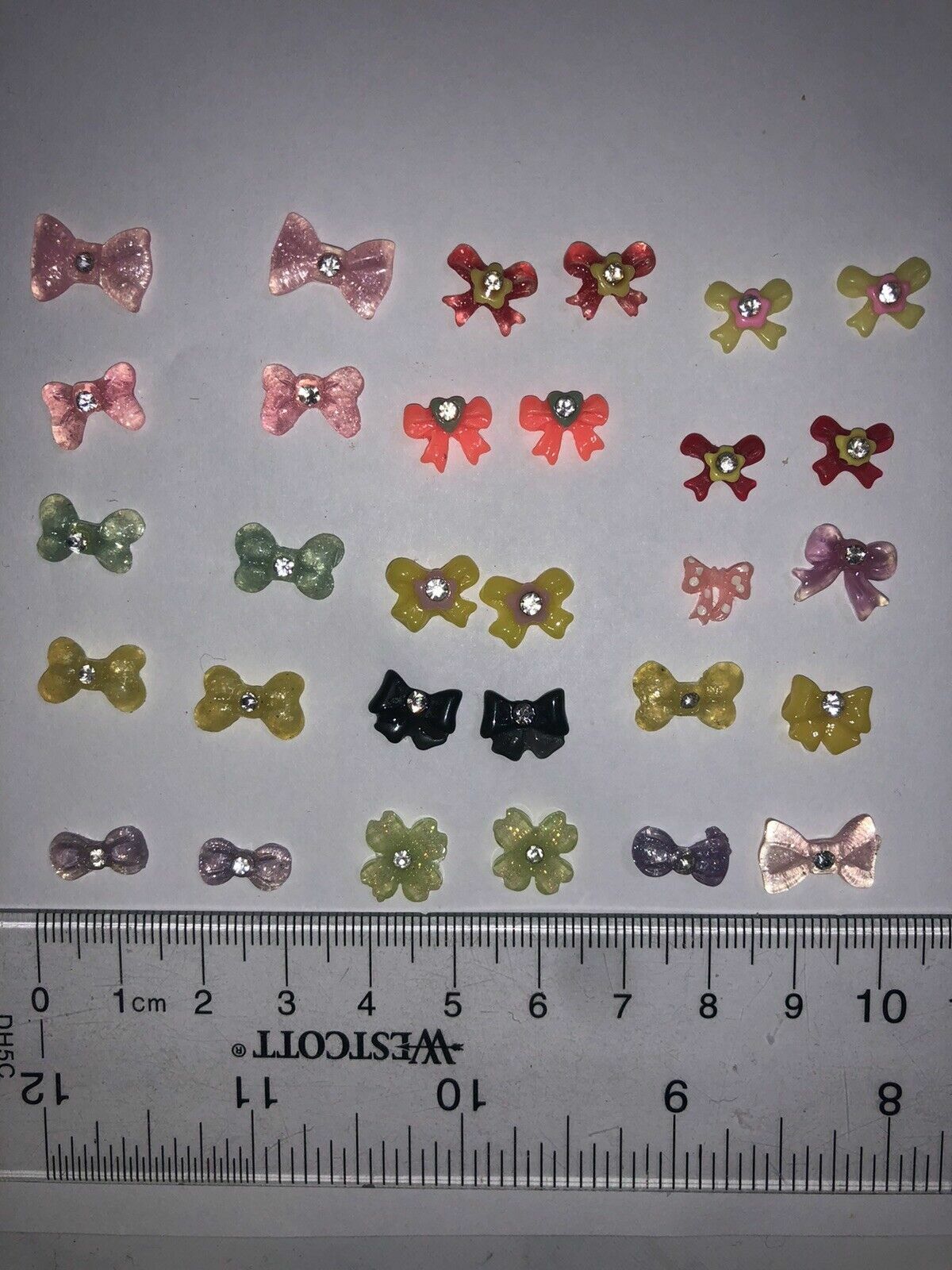 3D nail art decorations rhinestone tie bow butterfly black pink resin silver red