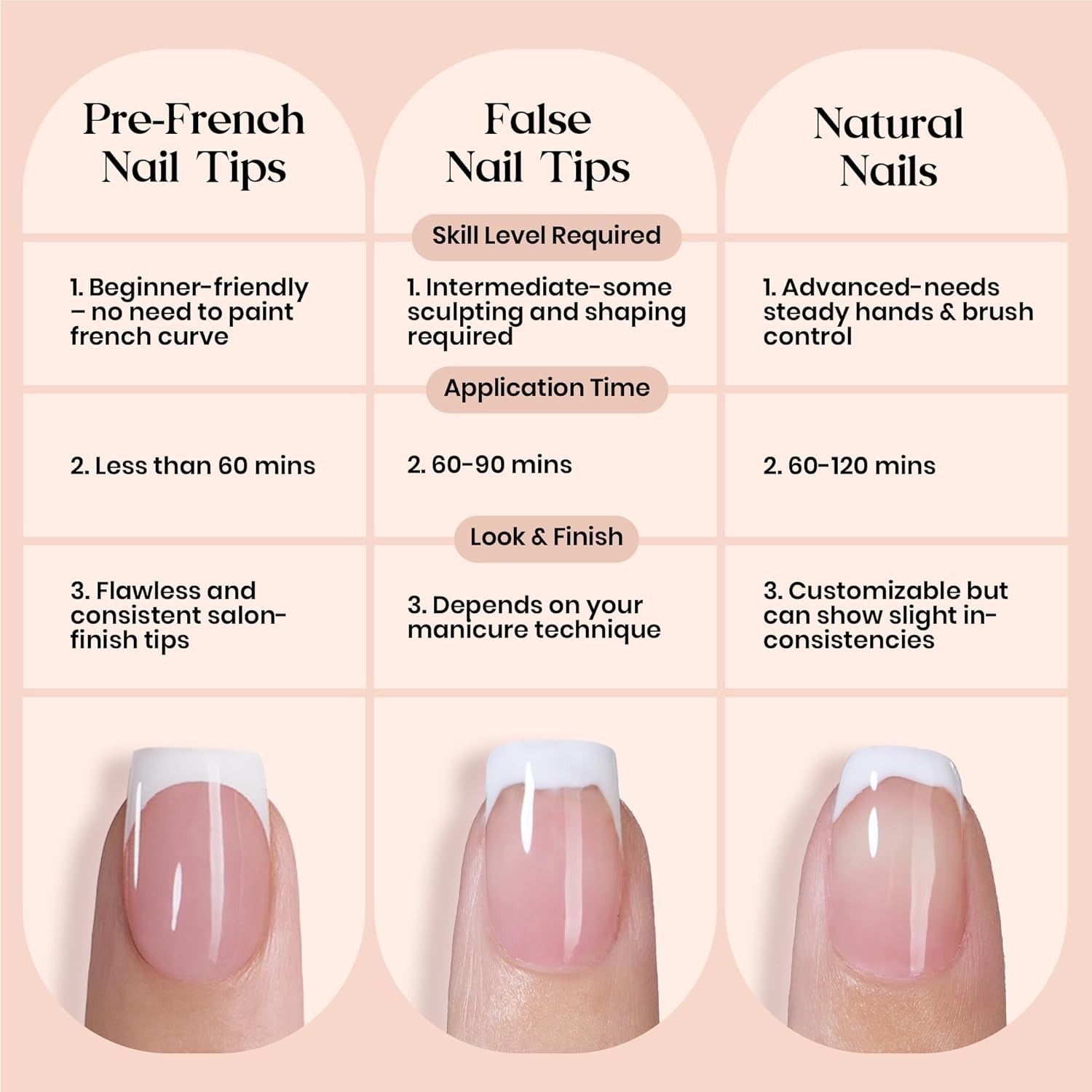 Luxury Long Medium Press On Nails – Cappuccino Mousse, Salon Quality 224 Set
