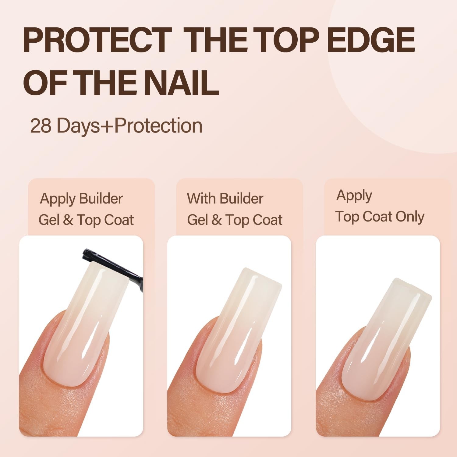 Ombre Gel Nail Tips, 150Pcs Peach Gradient Long Square Press on Nails, Soft G…