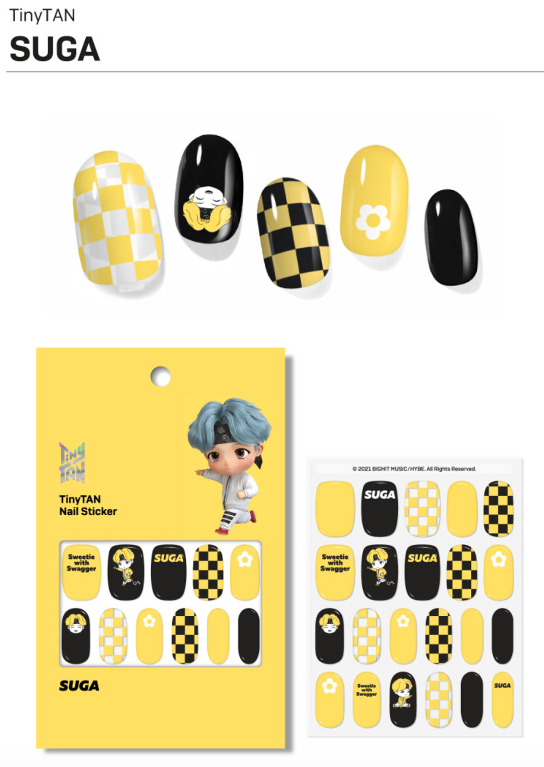 BTS TinyTAN Nail Stickers K-Pop Korean Nail Art Decal Set