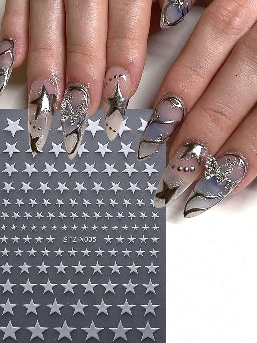 Stars Nail Stickers Art Laser Self Adhesive Transfers Large & Small