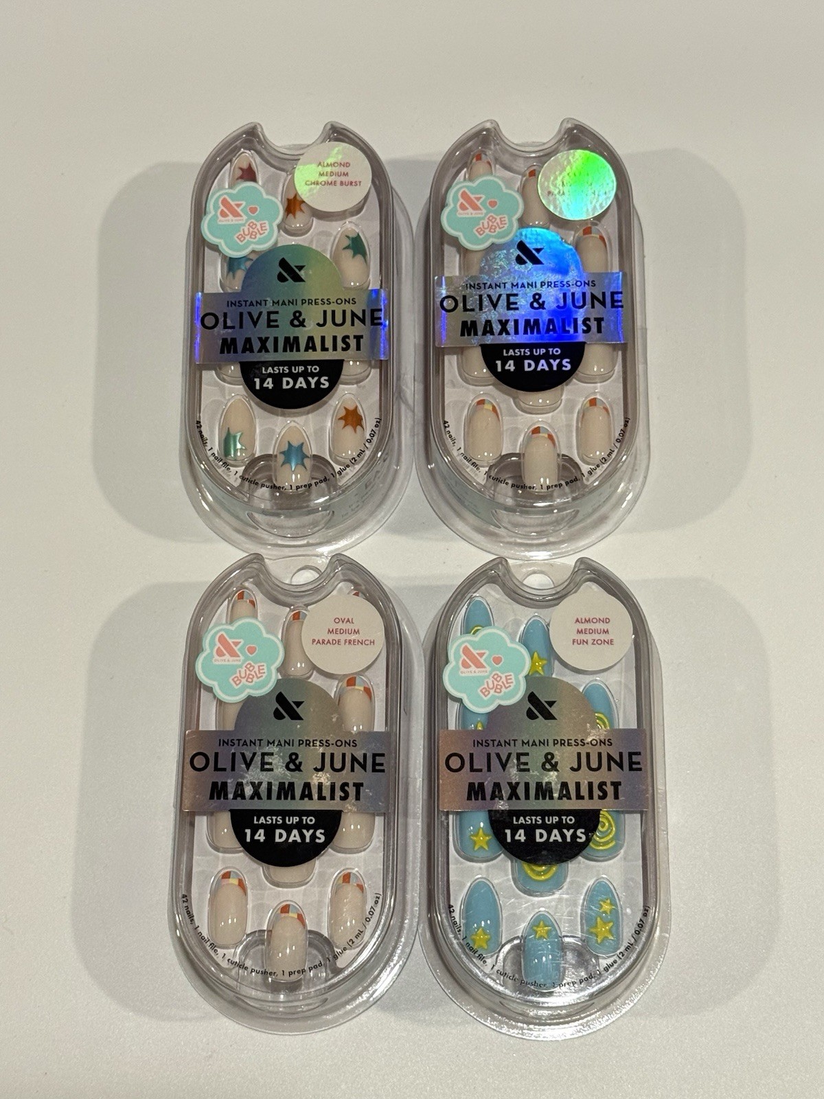 Olive And June Bubble Maximalist Instant Mani Press-On Nails Medium Lot Of 4