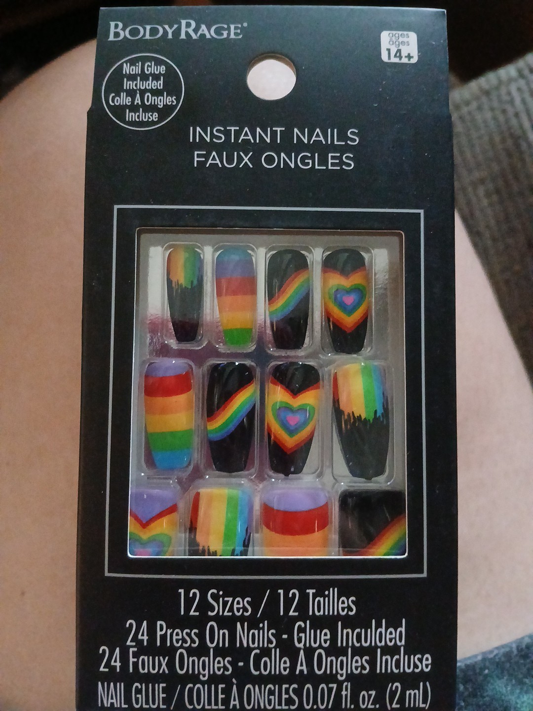 Pride Rainbow Heart Body Rage Press On Nails