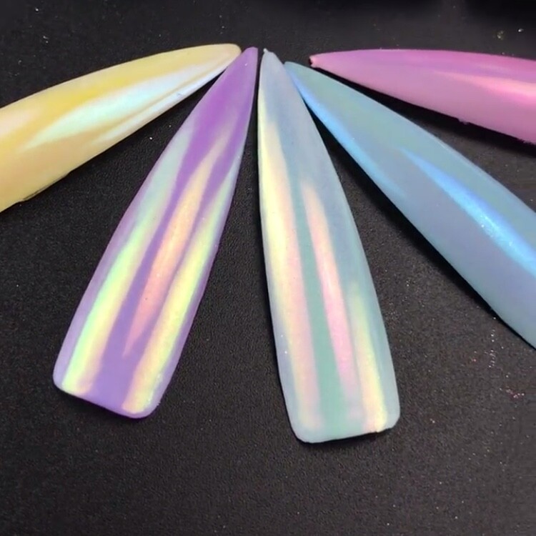 AURORA CANDY Nail Powder Colours UNICORN RAINBOW CHROME Mirror Mermaid Nails