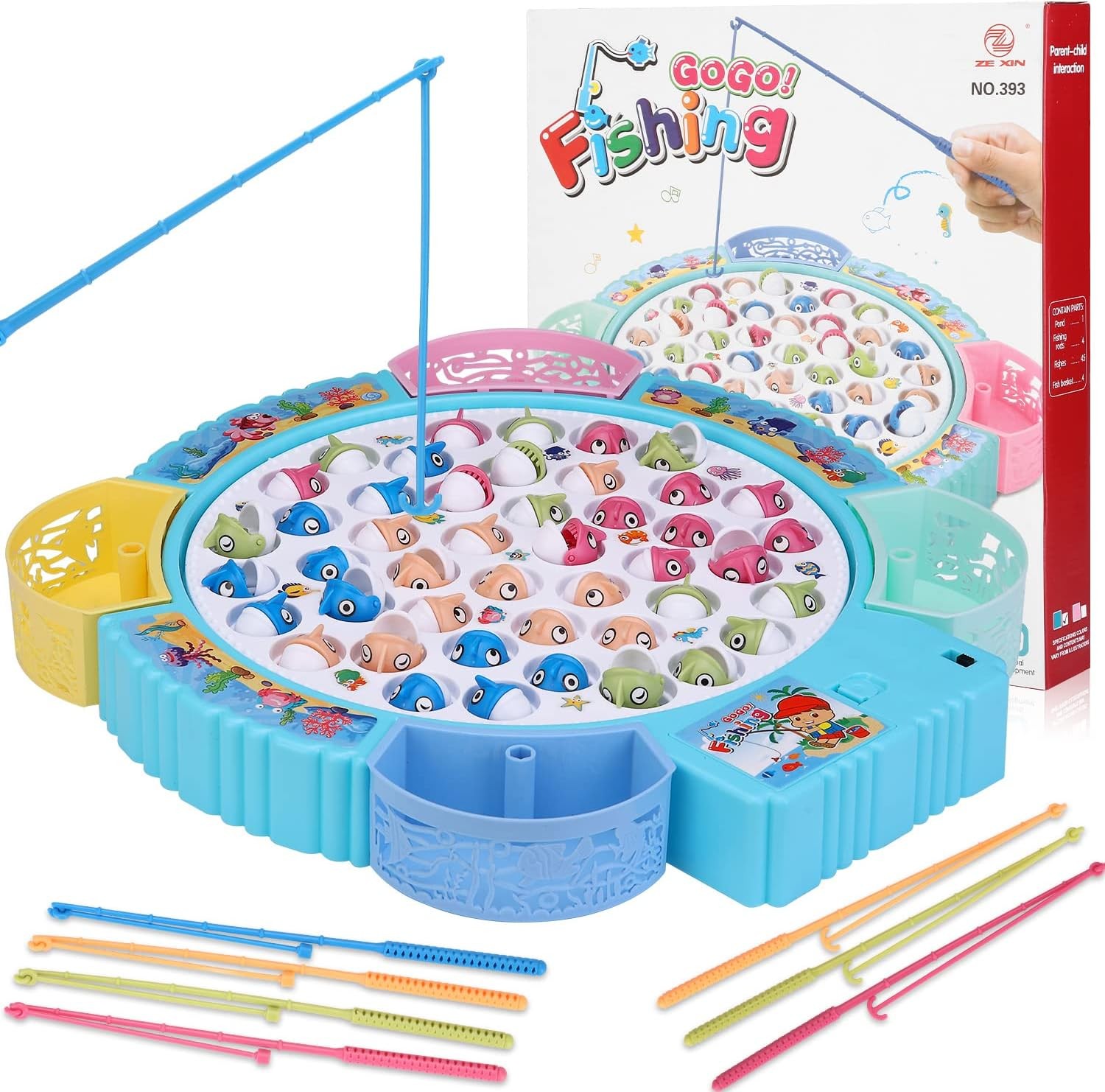 Magnetic Fishing Game Toys, Rotating Board with Music Including 45…