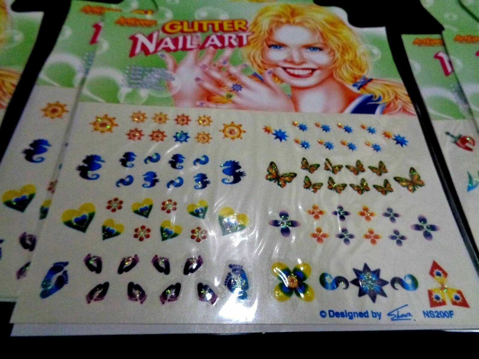 12 Sheets Lot Water Transfer Glitter Nail Art Stickers Manicure NEW USA Seller