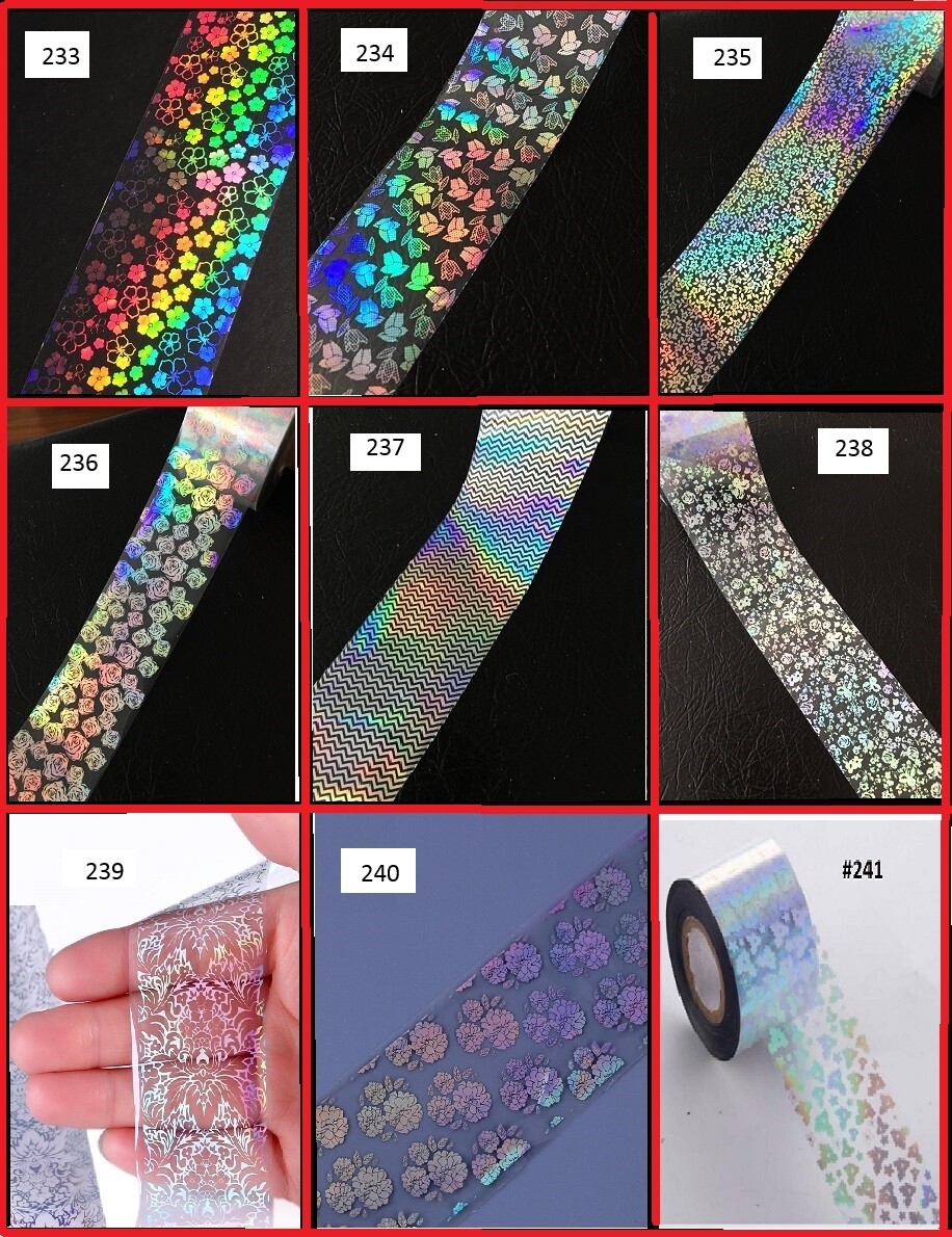 10- 50 Sheets Holographic Glitter Foil Nail Art Transfer Decor Tips Wraps Foil,