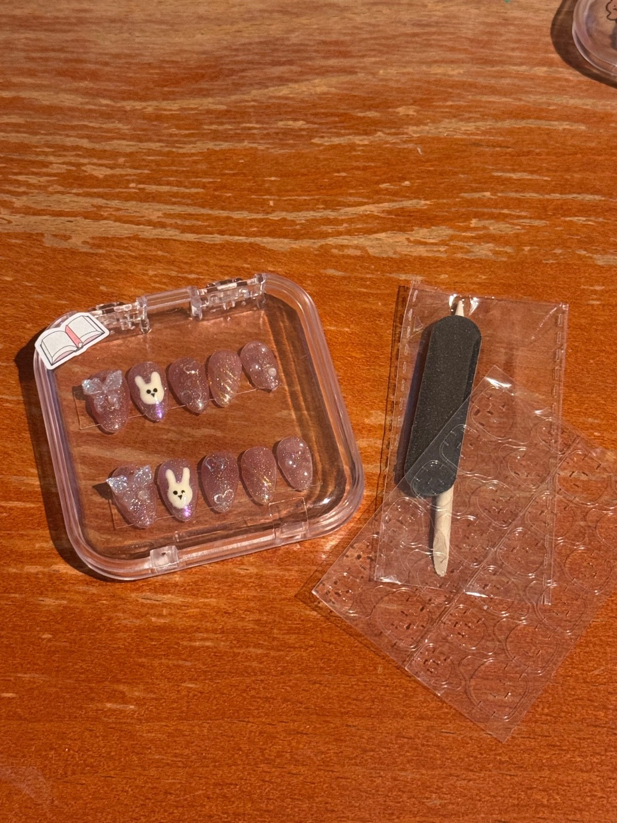 Homemade CUSTOM Press-On Nails, Oval, XS/S, Short, Pink/Sparkly, Tweens, 3D Gem