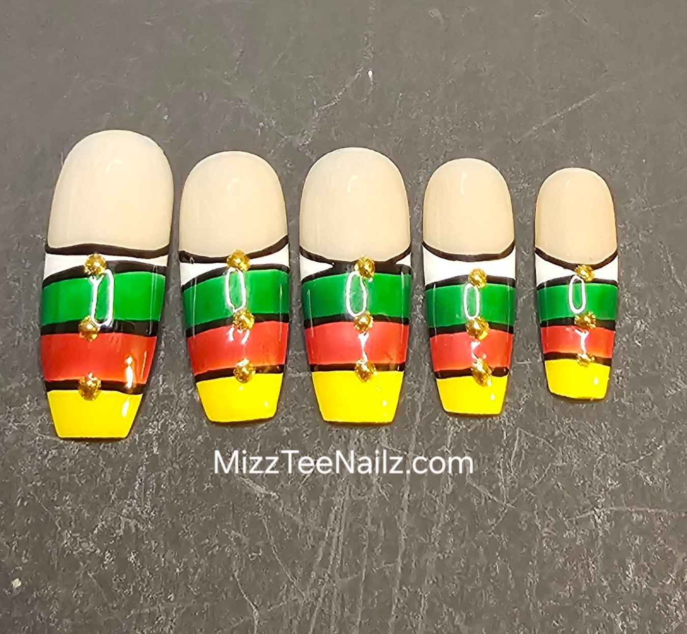Press-On Nail Set #103: Black Pride 2