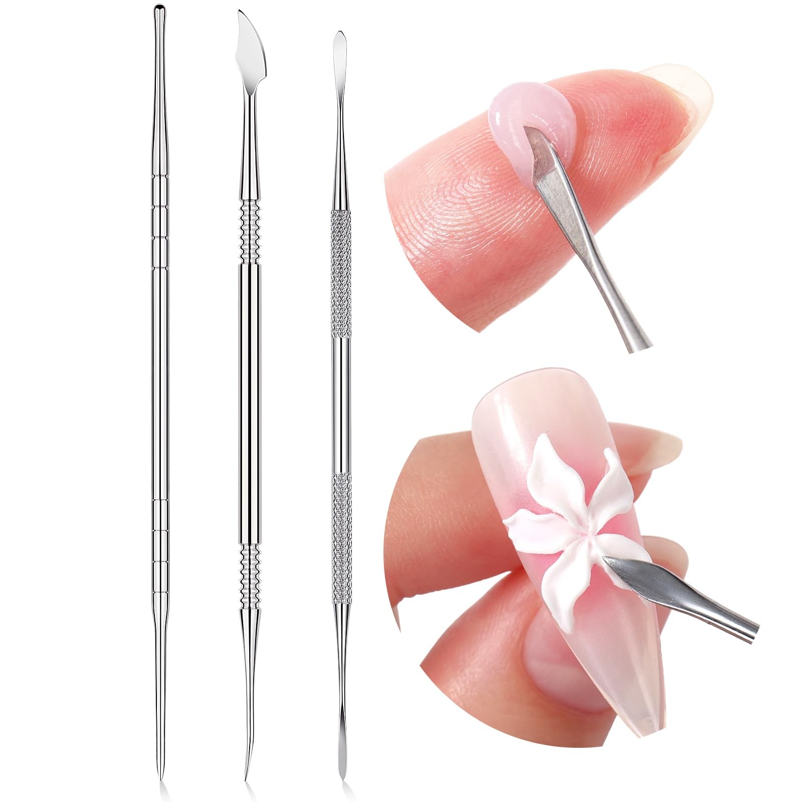 SAVILAND Nail Art Sculpture Pen: 3PCS Sculpting Tools 3pcs, Silver