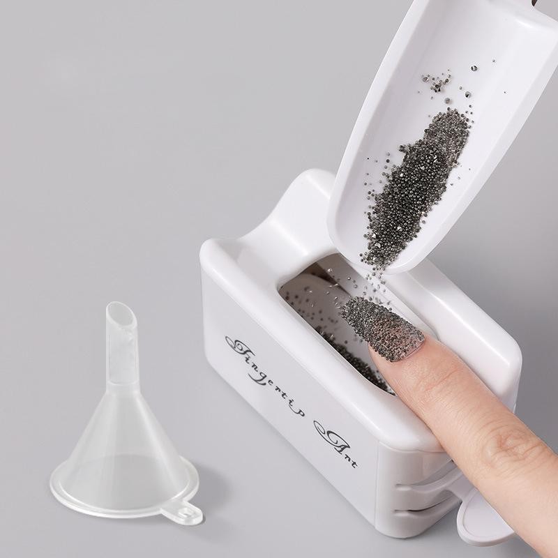 Nail Art Glitter Powder Sequins Set Double Layer Manicure Tool Rhinestones Gems
