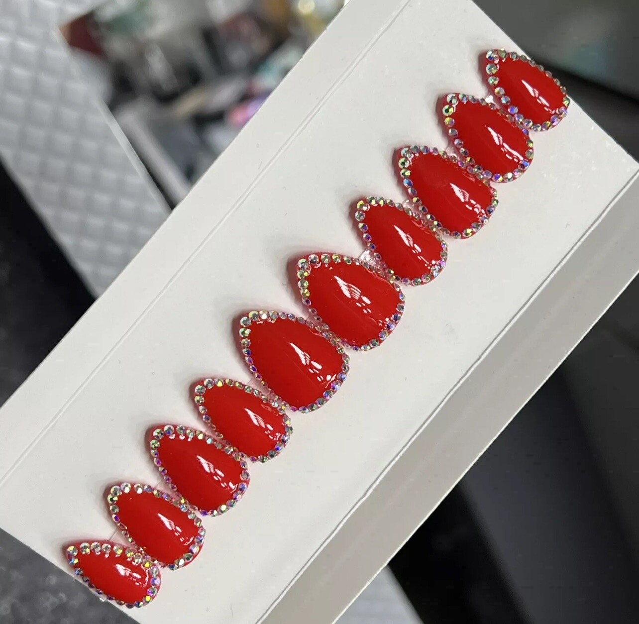 🔥CUSTOM Gel Press On False Nails, Snake Piercing, Short Stiletto, 10p W/ kit
