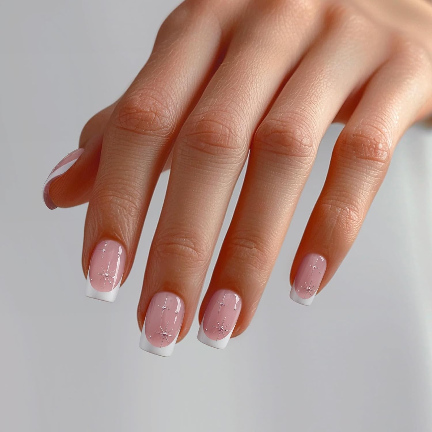 Soft Gel Press On Nails Oval Fake Nails Taro Milkshake with Glue – 16 Sizes Kit