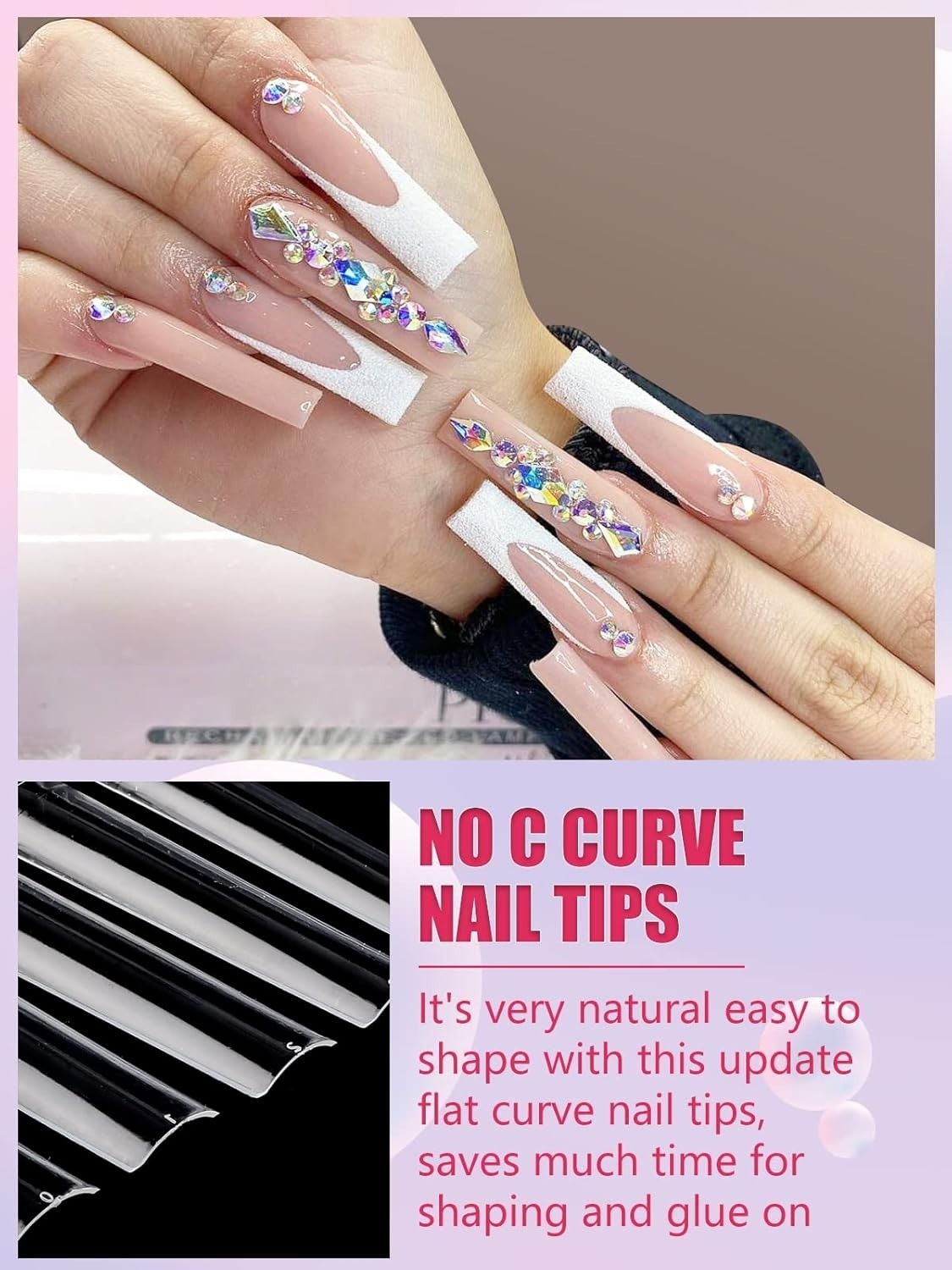 Puntas De Uñas Acrílicas Tipo Cuadrado, Largas Y Transparentes, Extra Largas NEW