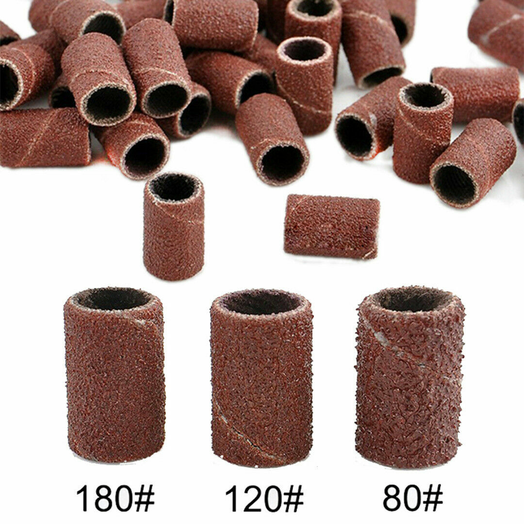 100PCS Manicure Pedicure Sanding Bands 80# 120# 180# Nail Drill Replacement Bits