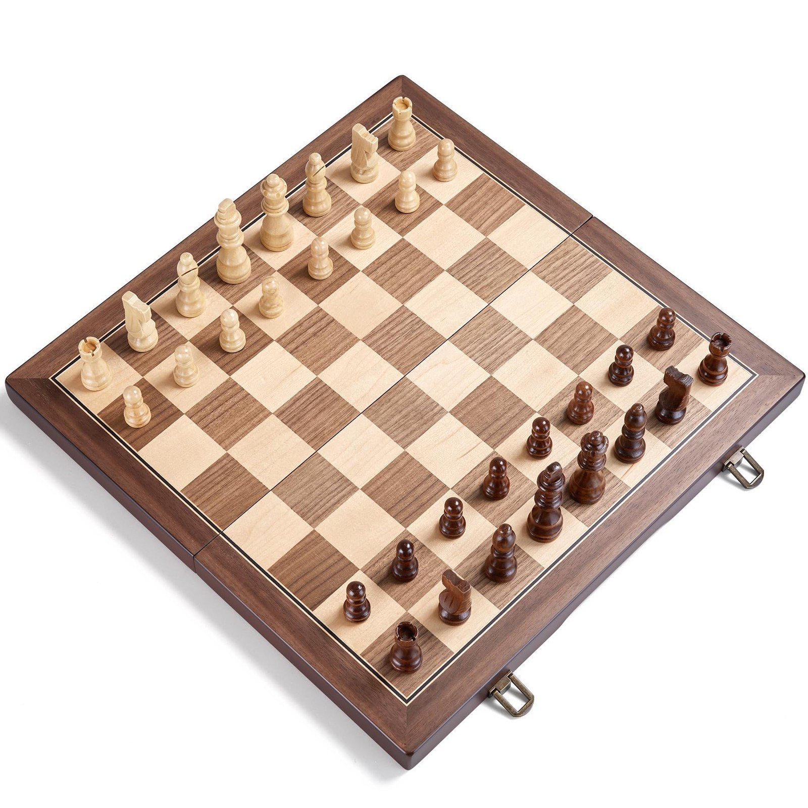 AMEROUS 15” Magnetic Wooden Chess Set for 15 x 15 x 1 inches, Walnut, Maple