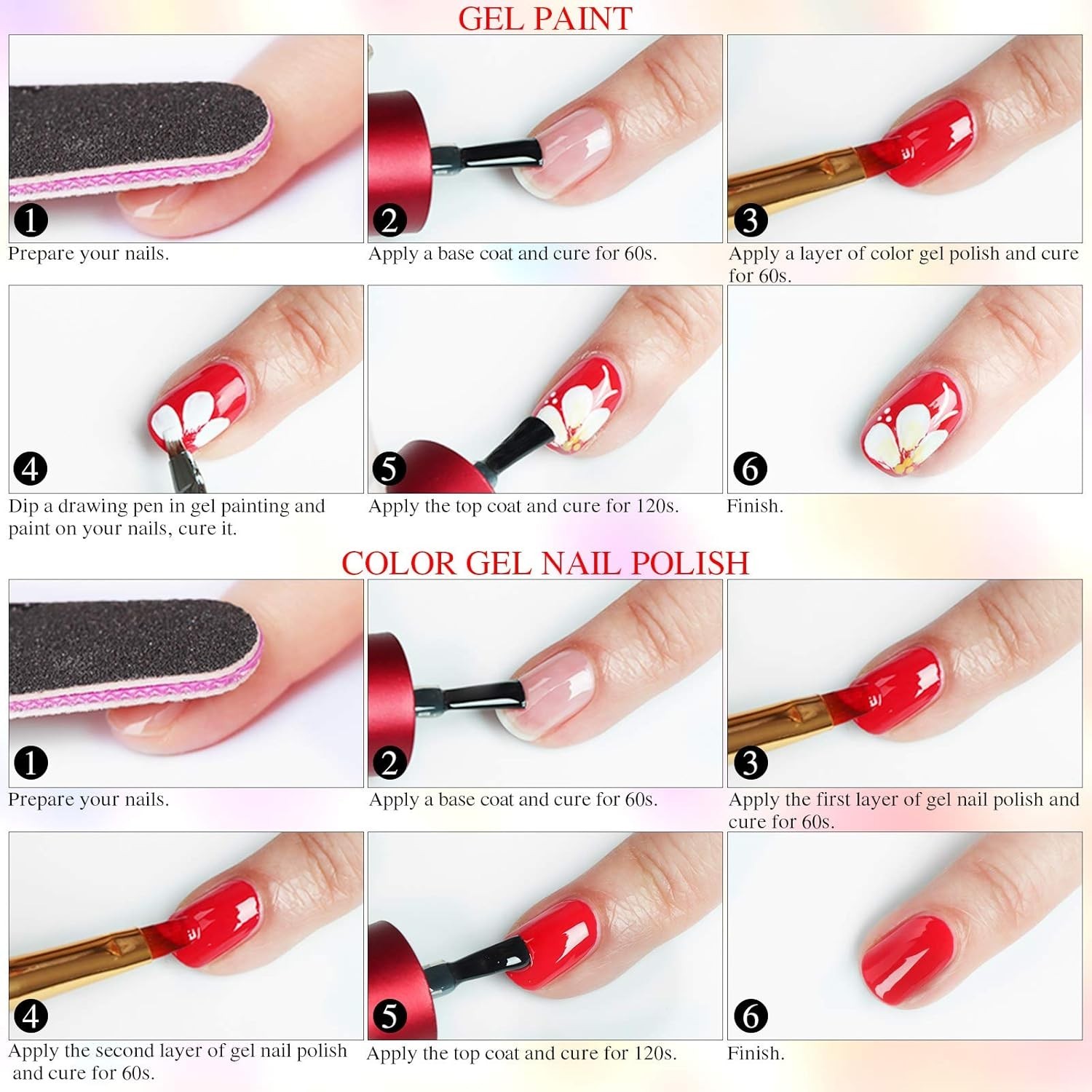 Gel Nail Paint Kit with 36 Colors and 15 Nail Brushes for DIY Nail Art and