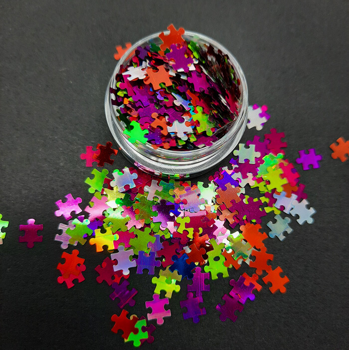 Nail Art Glitter Shapes, Unicorn, Moon, Leaves, Puzzle, Stars, Mickey, UK Seller