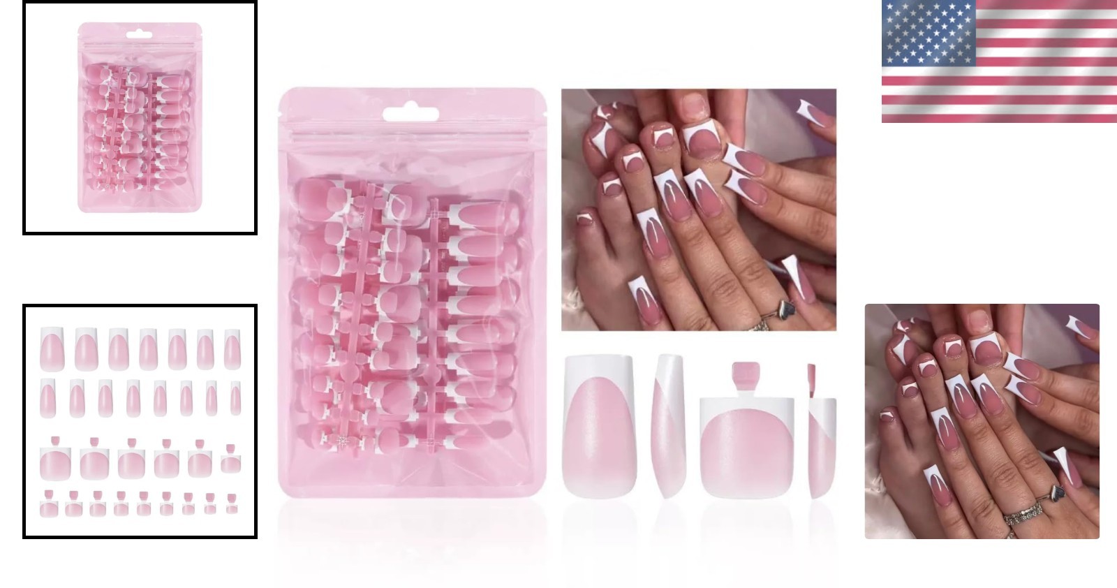 Elegant 60 Pcs French Tip Press on Nails – Complete Nail Art Kit for Easy Use