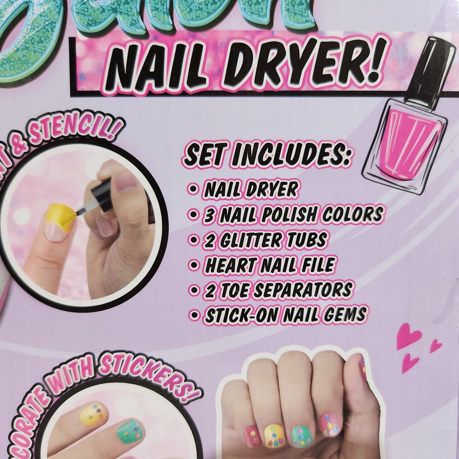 Nail Polish Set for Kids, Nail Glam Salon, Emoji Pedicure and Manicure Kit, Nail