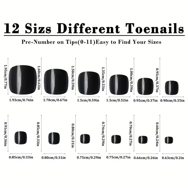 216 pcs Acrylic Foot Nail Full Coverage Nail Stickers, 9 Colors, Summer Colors