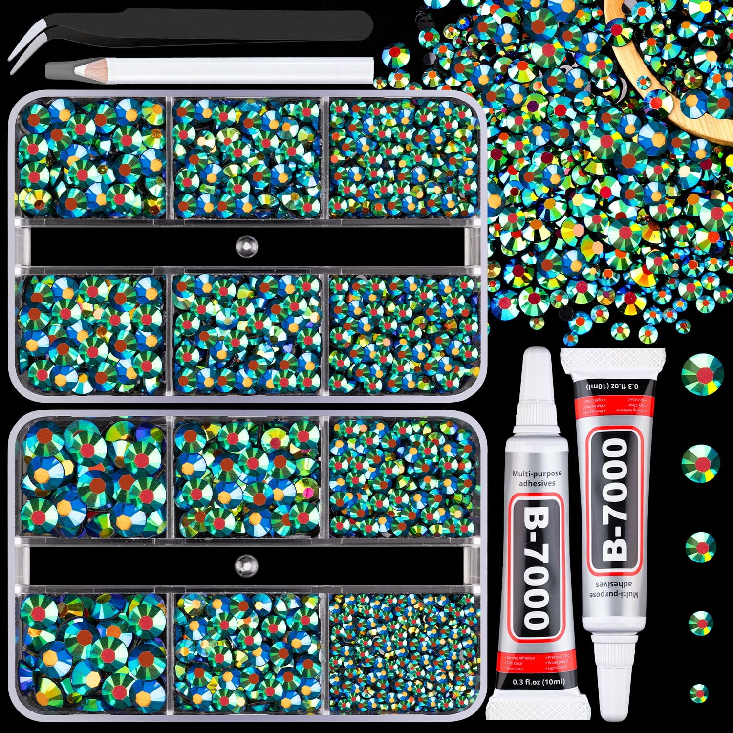 Resin Jelly Rhinestones for Crafting with B7000 Jewelry Glue, 2 Boxes Gold Flatb