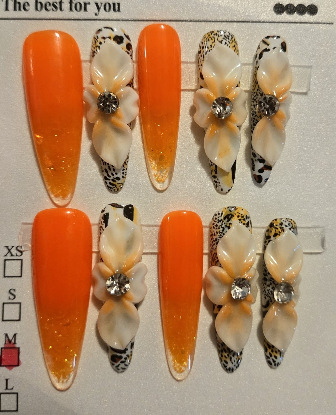 Handmade Long Coffin Orange/White/Black Aquarium Water Flower Animal print Set-M