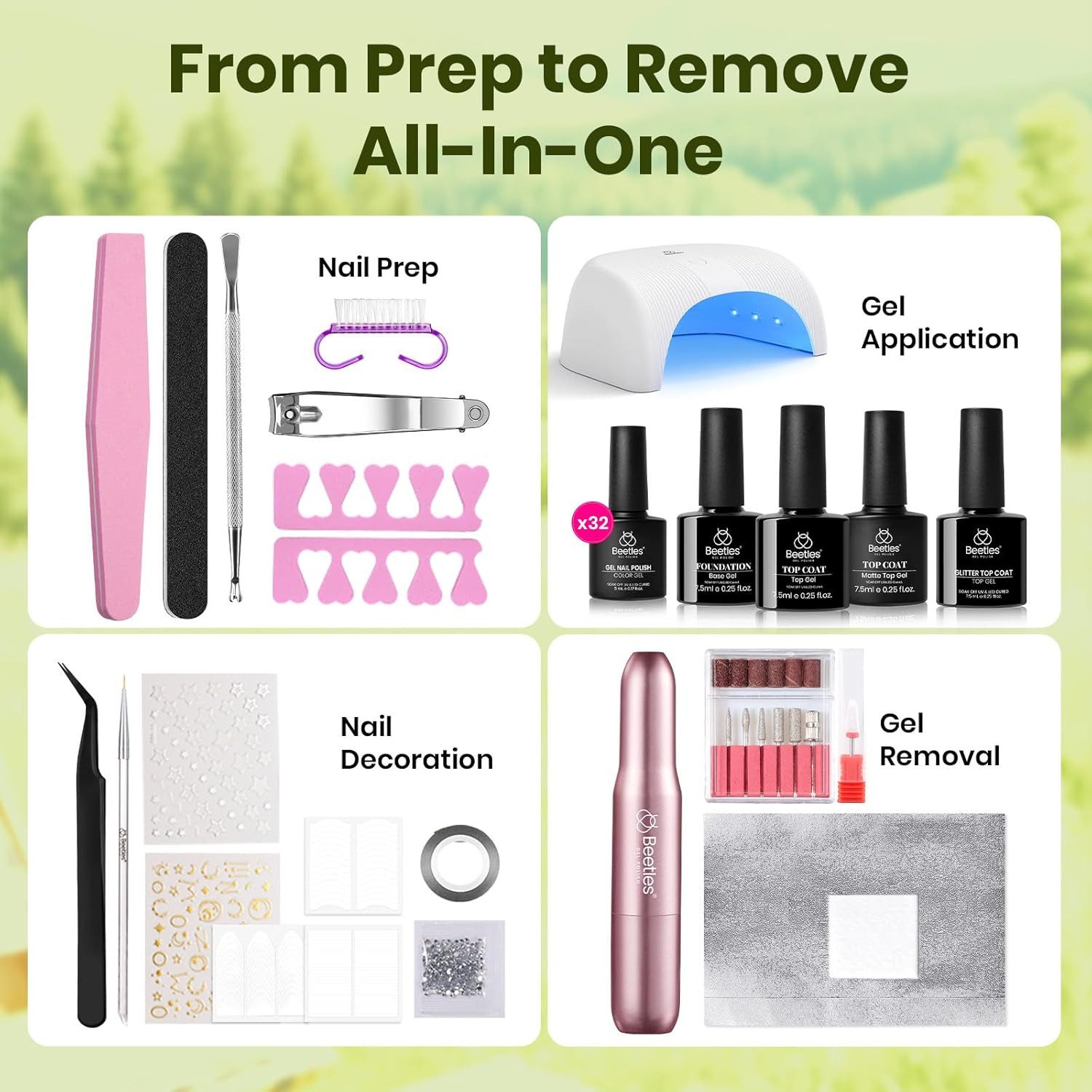 Gel Polish Pearl French All in One Press on Nail Kit with Flat-X Square Medium 3