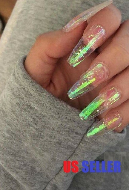 100PCS DIY Long Coffin Nails Tips Acrylic Ballerina Fake Nail Kits