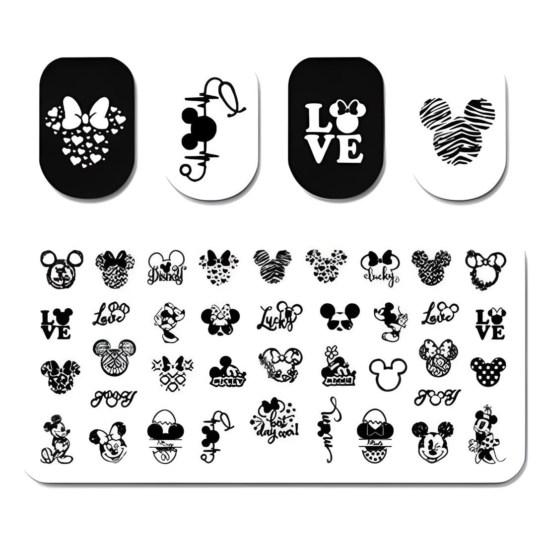High- Quality Durable Stainless Steel Disney’s Mixed Logo Nail Stamping Plate