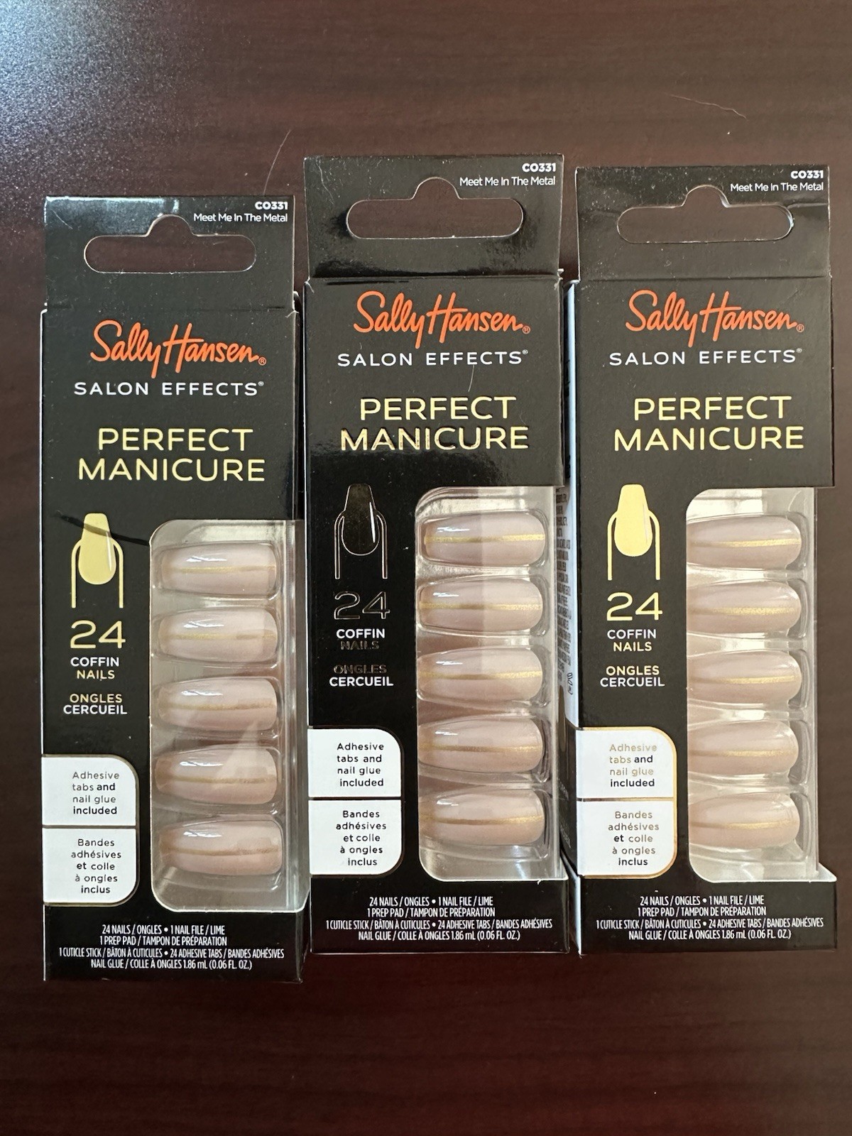 3 Sets of Sally Hansen Salon Effects Perfect Manicure Meet Me in the Metal