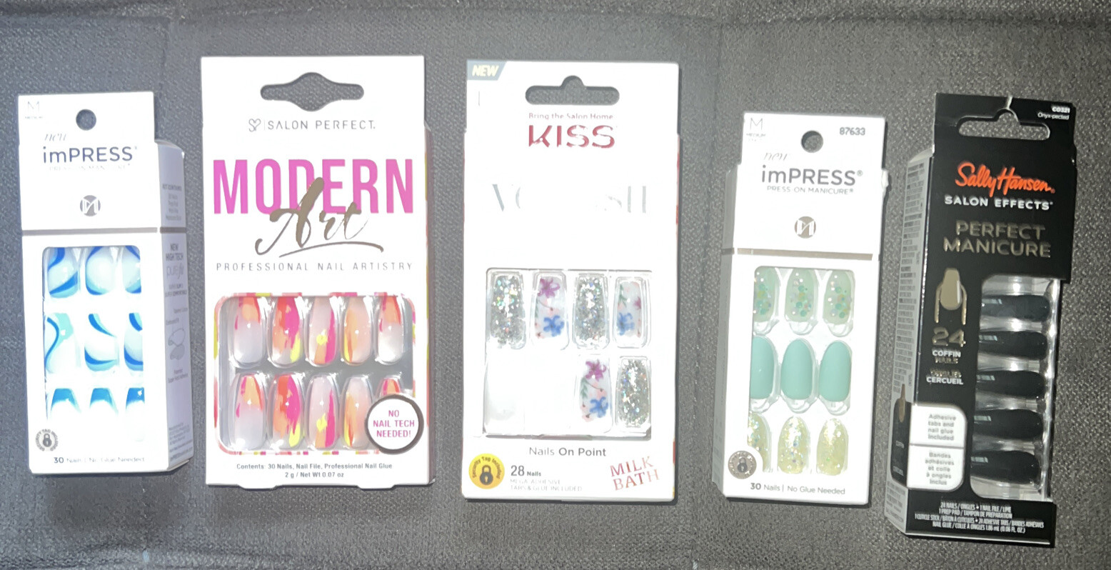 KISS SALON💅Mixed Lot 5-Pks Nail Sets:Modern Art, Voguish Fantasy,imPress & More