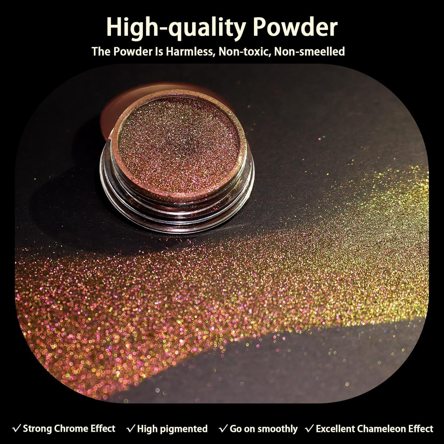 Chameleon Chrome Nail Powder, Color-Shift Nail Powder Pigment Glitter Dust Magic