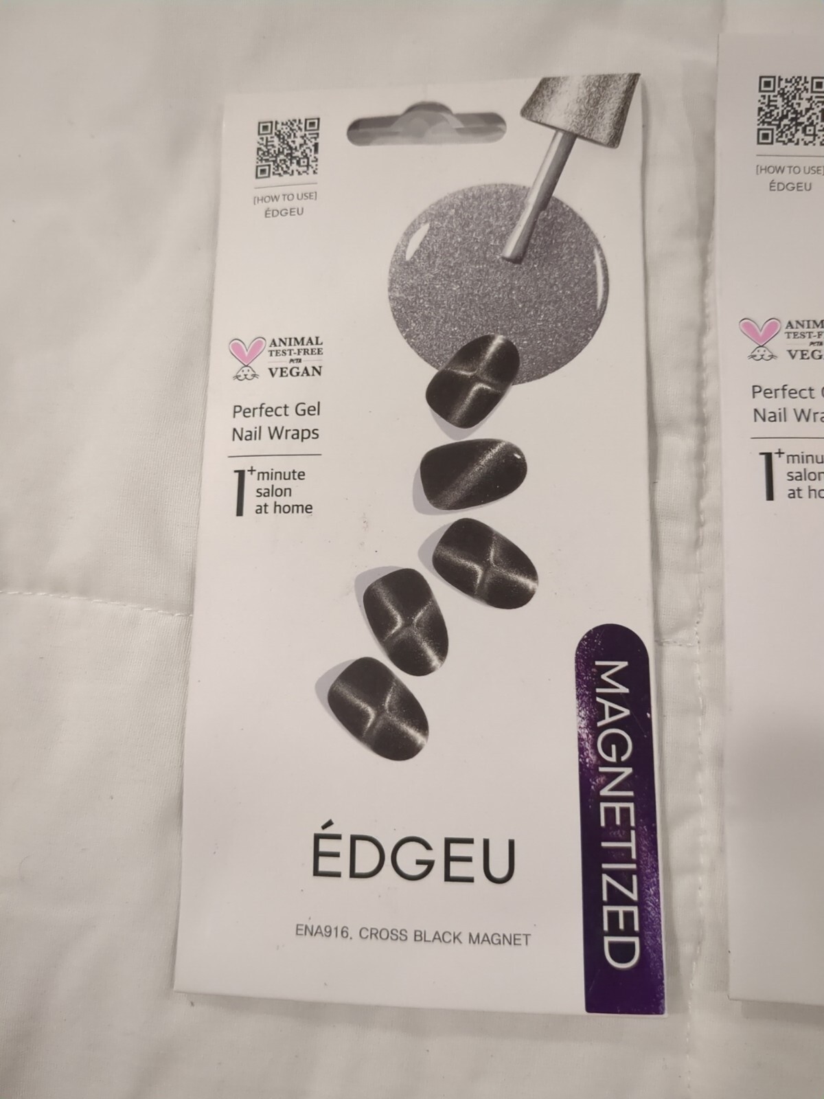 Edgeu Perfect Gel Nail Wraps, Wave Gold & Silver Magnet, 19 Piece Sets- New