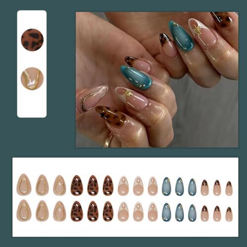 Almond Press on Nails Fall Fake Nails Medium False 1 Fl Oz (Pack of 1) Style-25