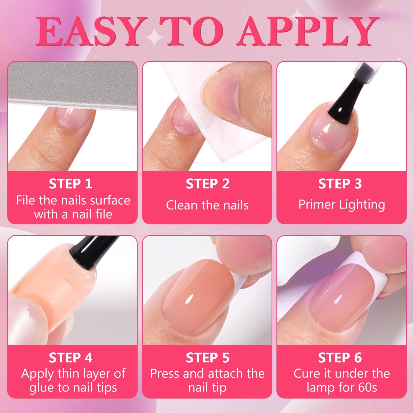 AddFavor French Tip Press on Nails Medium Square Fake Nails, 120pcs Black Fre…