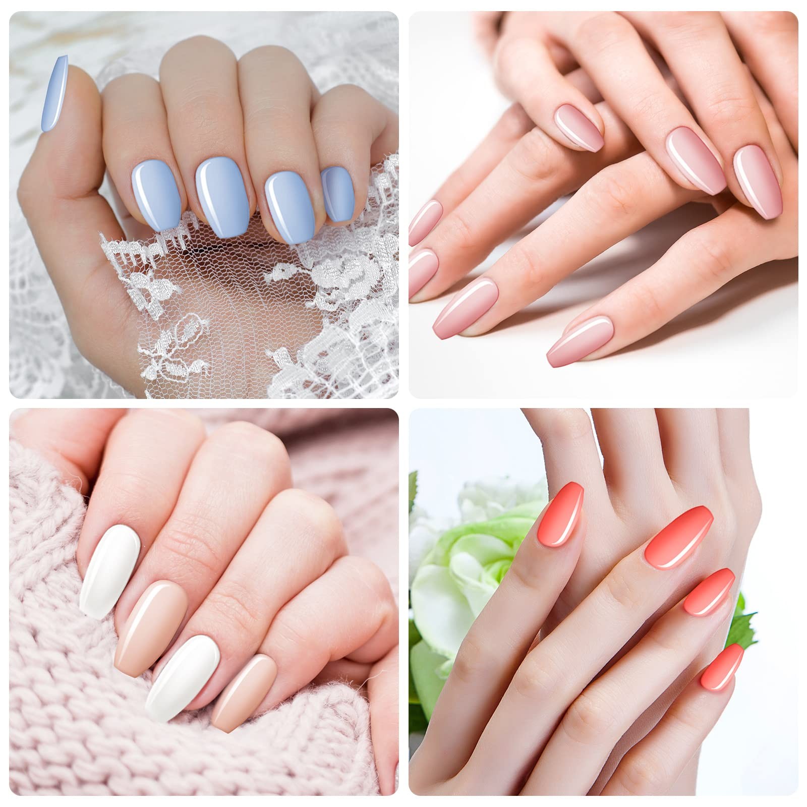 720 Pieces 30 Sets Medium Square False Nails Artificial Ballerina Glossy Pres…