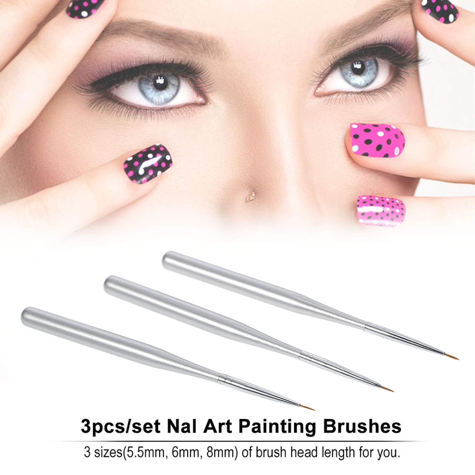 3pcs/set Professional Acrylic Nail Art Brush Set Nal Art Painting Brushes AVRP