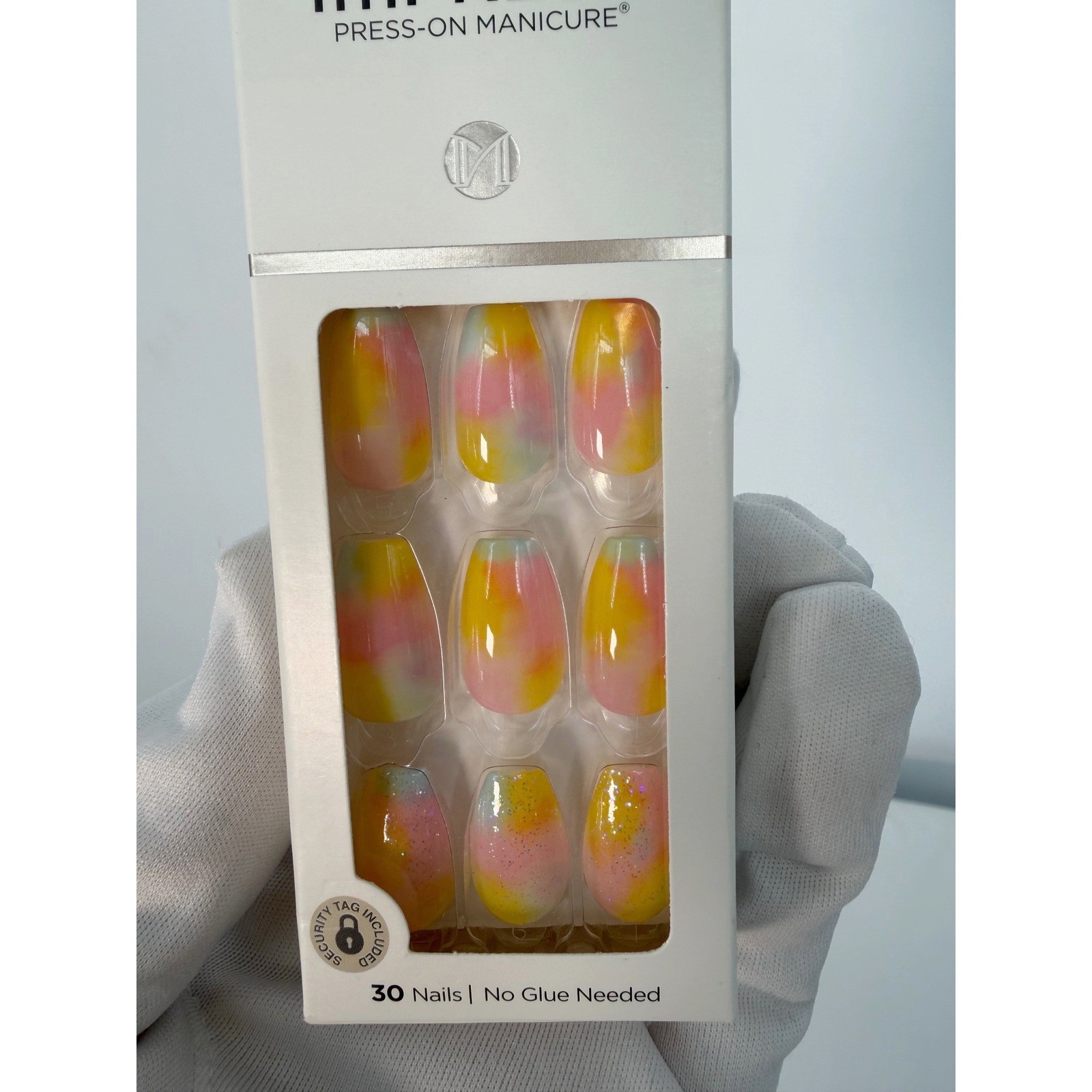 KISS imPRESS Press-On Manicure Nails PureFit Pink Yellow Tie Dye Glitter 105-38