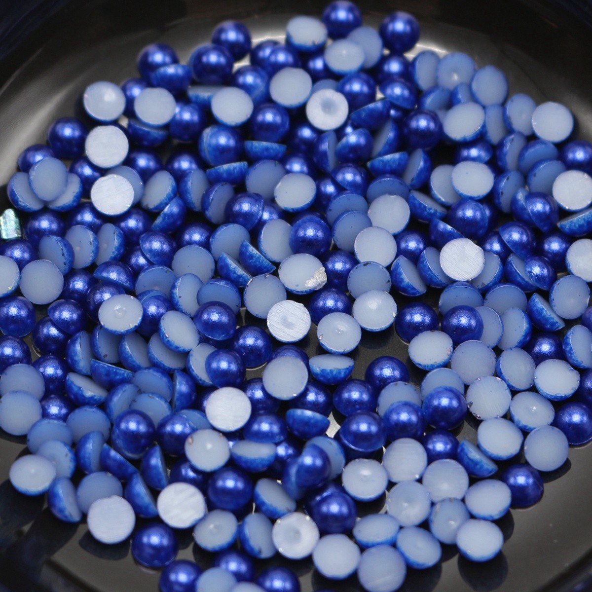 2000 Royal Blue Acrylic Half Pearl Bead 4mm Flat Back Scrapbook Flatback Nail