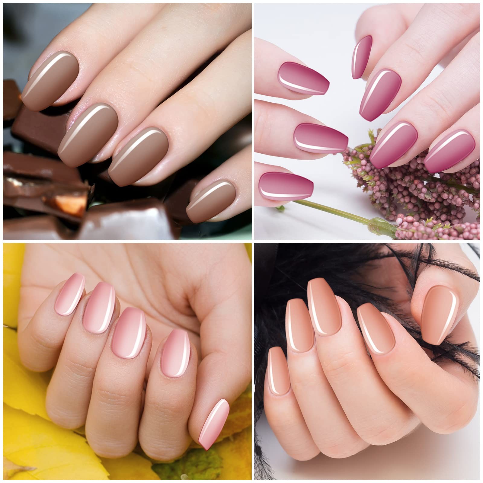 720 Pieces 30 Sets Medium Square False Nails Artificial Ballerina Glossy Pres…