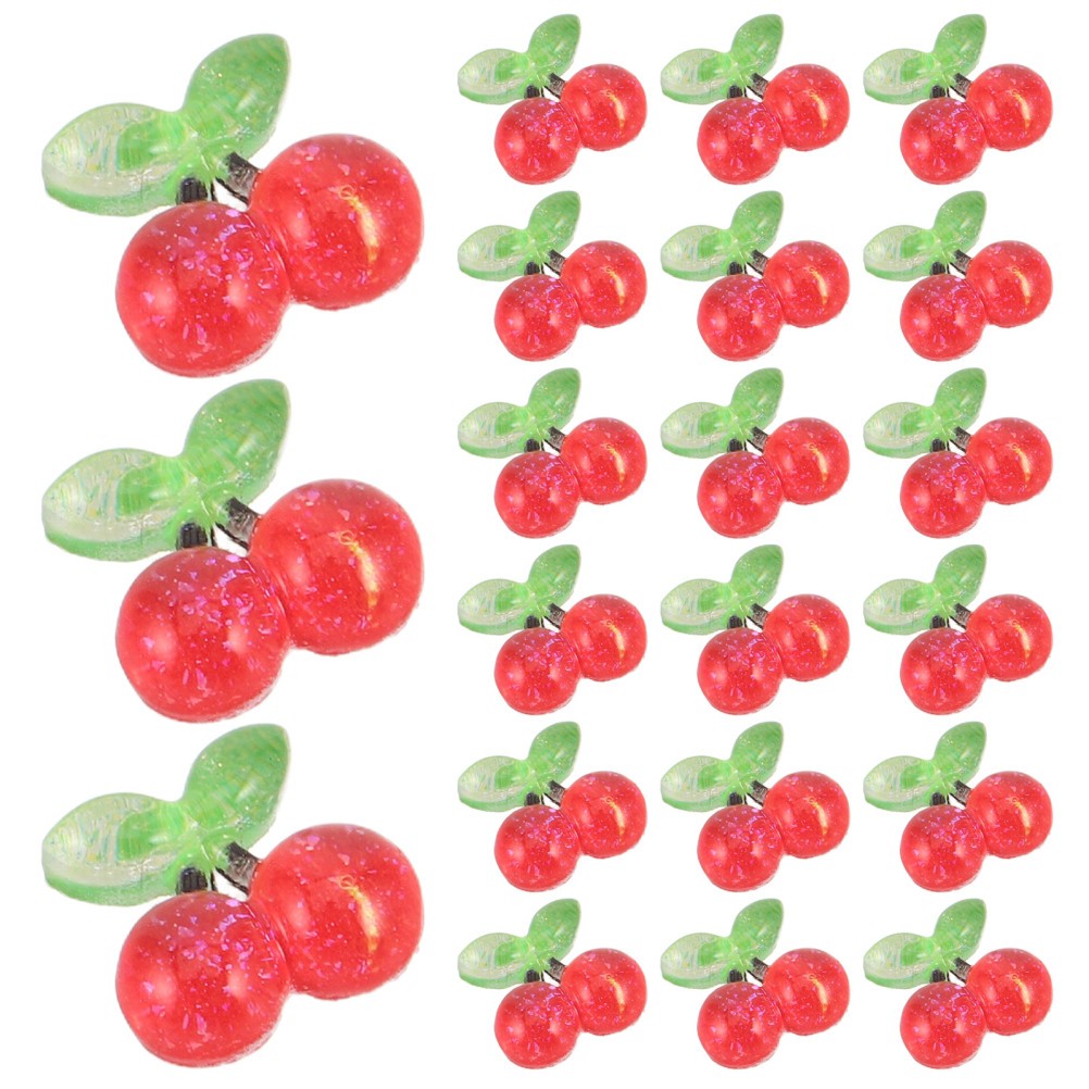 400 Pcs Kawaii Fruit Nail Charms Red Mini Cherry Cherries Nails Decoration