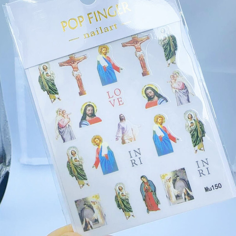 Nail Art 3D Decal Stickers Maria Jesus Angel Cross Love In God Christ NH25
